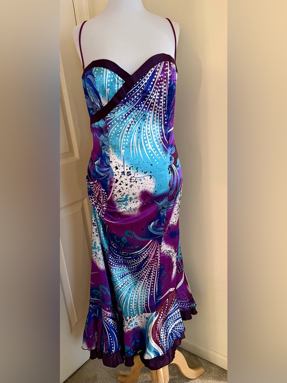 EVER PRETTY DRESSY SUMMER COLORFUL DRESS CAVALLI STYLE SIZE 14US